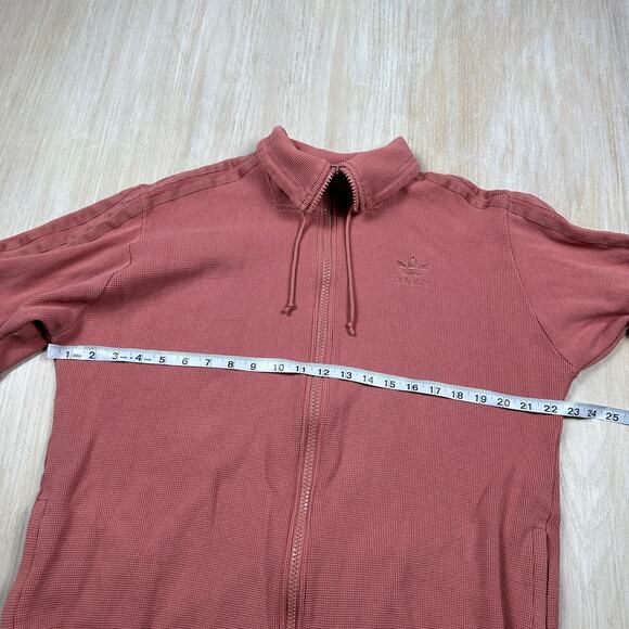 Adidas Raw Pink Short Sleeve Full Zip Waffle Knit Track Top Sporty Jacket Medium - Picture 8 of 14